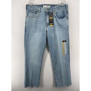 LEE Jeans Mens 36x29 Modern Series Denim Straight Leg Cotton Light Wash Blue NEW